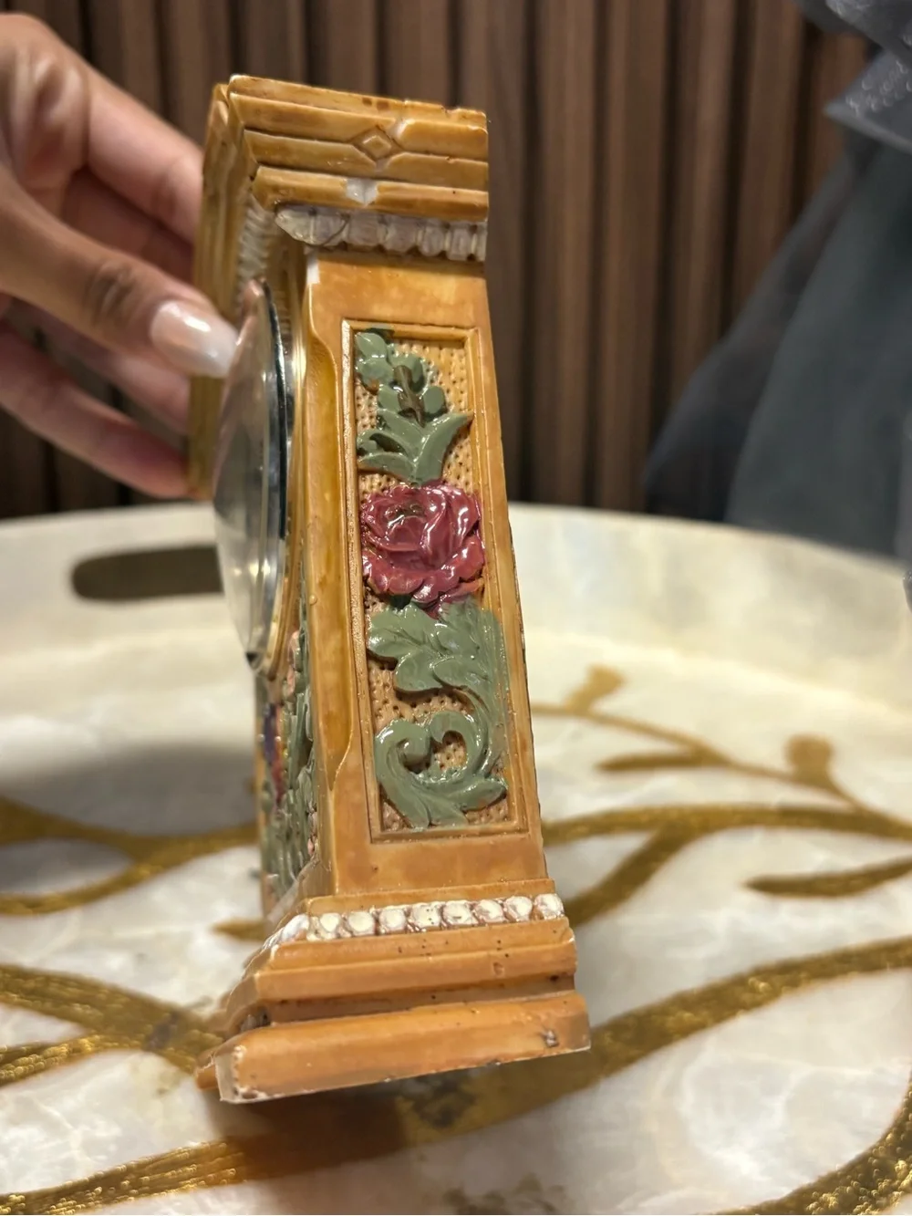 Small Vintage Gold Floral Table Clock – Equity Quartz Design